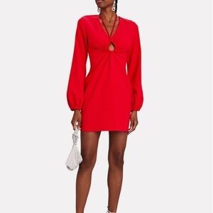 NWOT A.L.C. Womens Leslie Red Cut-Out Plunge Party Mini Dress sz 4